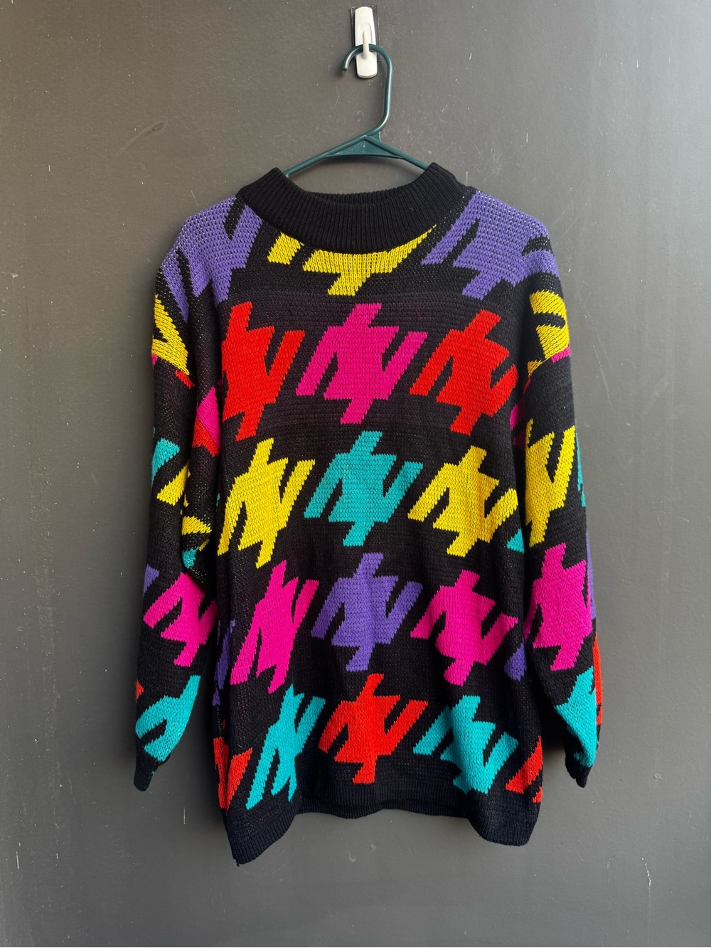NWT Vintage 80s colorful geometric abstract knit sweater
